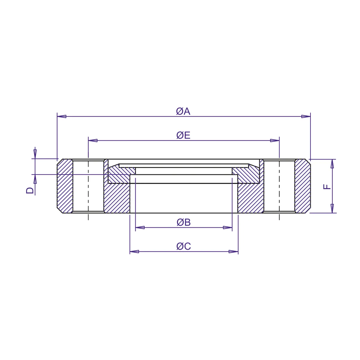 CF Bored Flange, Rotatable, Tapped Bolt Holes - Image 2